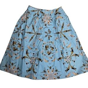 Modcloth Blue Pleated A-Line Midi Skirt